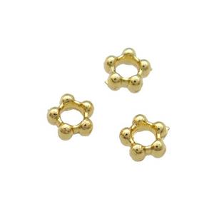 Copper Daisy Spacer Beads Unfaded Gold Plated, approx 4.5mm [FD11884]