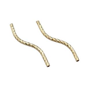 Copper Tube Beads Bend Light Gold Plated, approx 1.5x25mm [FD11892]