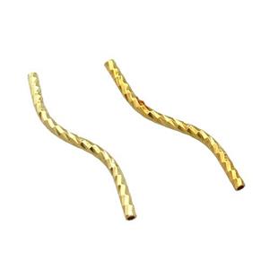 Copper Tube Beads Bend Gold Plated, approx 1.5x25mm [FD11893]