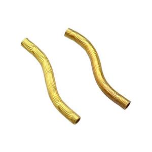 Copper Tube Beads Bend Gold Plated, approx 2x20mm [FD11896]