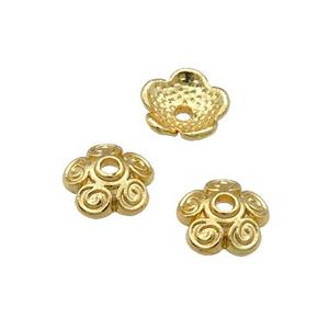 Copper BeadCaps Unfaded Gold Plated, approx 7mm [FD11902]