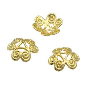 Copper BeadCaps Unfaded Gold Plated, approx 12.5mm [FD11916]