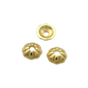 Copper Bead Caps Unfaded Gold Plated, approx 6mm [FD11942]