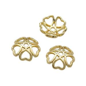 Copper Bead Caps Unfaded Gold Plated, approx 10mm [FD11945]