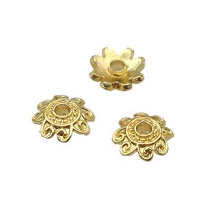 Copper Bead Caps Unfaded Gold Plated, approx 9mm [FD11949]