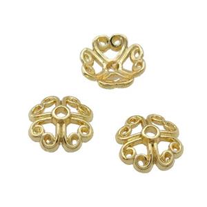 Copper Bead Caps Unfaded Gold Plated, approx 9mm [FD11953]