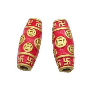 Copper Rice Beads Duck Gold Red Enamel, approx 8-20mm [FD11961]