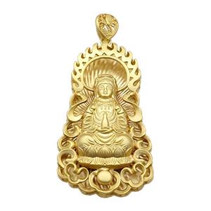 Copper Buddha Pendant Unfaded Duck Gold, approx 32-57mm, 9-11mm, 5mm hole [FD11980-L]