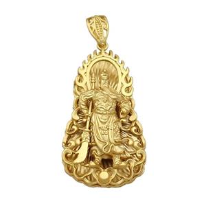 Copper Buddha Pendant Unfaded Duck Gold, approx 25-45mm, 7-11mm, 5mm hole [FD11981]