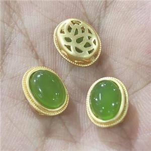 Copper Oval Beads Pave Jade Duck Gold, approx 8-10mm [FD11984]