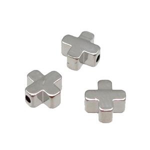 Copper Cross Beads Large Hole Unfade Platinum Plated, approx 8mm, 2mm hole [FD11989-8MM]