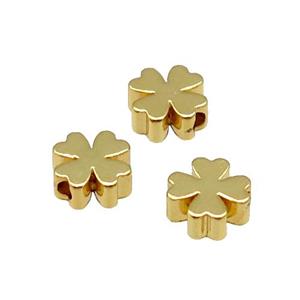Copper Clover Beads Large Hole Unfade 18K Gold Plated, approx 6mm, 2mm hole [FD11991]