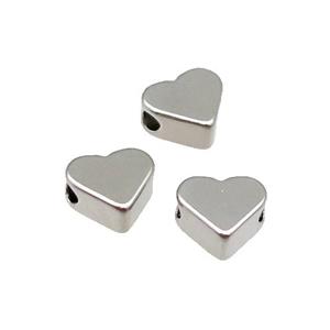 Copper Heart Beads Large Hole Unfade Platinum Plated, approx 8mm, 2mm hole [FD11999-8MM]