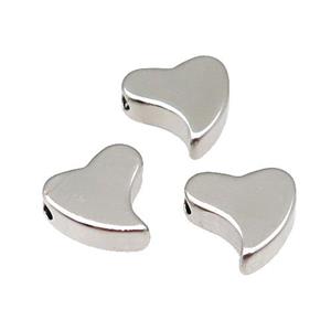 Copper Heart Beads Large Hole Unfade Platinum Plated, approx 10mm, 2mm hole [FD12001]