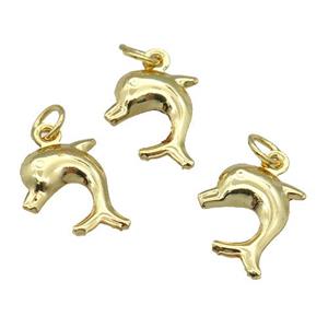 Copper Dolphin Pendant Unfade 18K Gold Plated, approx 11-12mm [FD12022]