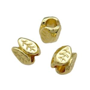 Alloy Leaf Beads Large Hole Unfade 18K Gold Plated, approx 6-7mm, 3mm hole [FD12055]