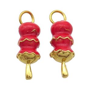 Alloy Candied Haws Pendant Red Enamel Gold Plated, approx 8-20mm [FD12068]