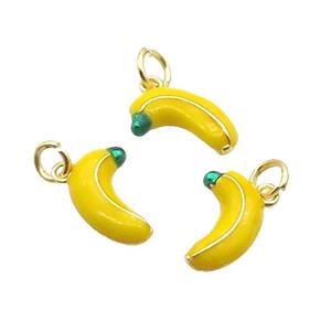 Alloy Banana Pendant Charm Yellow Enamel Gold Plated, approx 4-15mm [FD12070]