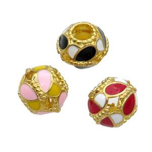 Copper Bicone Beads Enamel Large Hole Gold Plated Mixed, approx 10-12.5mm, 5mm hole [FD12103]