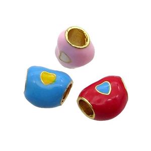 Alloy Heart Beads Enamel Large Hole Gold Plated Mixed, approx 10-11mm, 4mm hole [FD12109]