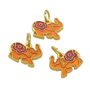 Alloy Elephant Pendant Orange Enamel Gold Plated, approx 13-16mm [FD12121]