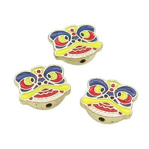 Alloy Mask Beads Multicolor Enamel Gold Plated, approx 14-16mm [FD12132]