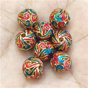 Alloy Round Beads Multicolor Enamel Gold Plated, approx 10mm [FD12145]