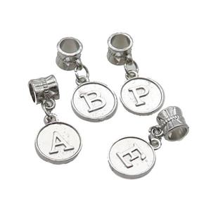 Alloy Pendant Mix Letter Platinum Plated, approx 12mm, 8mm, 5mm hole [FD12148]