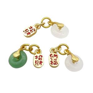 Alloy Pendant With Jade Duck Gold, approx 5-8mm, 10mm [FD12153]