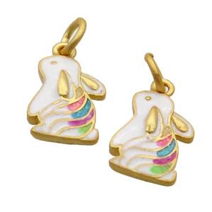 Alloy Rabbit Pendant White Enamel Duck Gold, approx 10-14mm [FD12162]