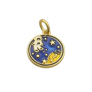 Alloy Astronaut Sky Pendant Blue Enamel Duck Gold, approx 14mm dia [FD12164]