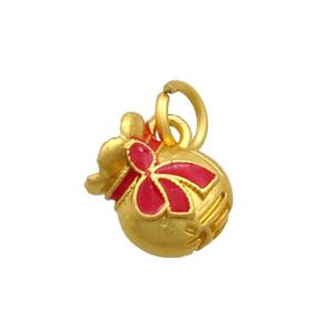Alloy Flagon Pendant Red Enamel Duck Gold, approx 9-11mm [FD12166]