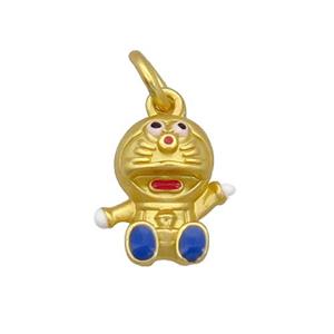 Alloy Lucky Cat Pendant Enamel Duck Gold, approx 11-12mm [FD12181]
