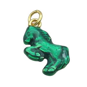 Alloy Horse Pendant Green Lacquered Gold Plated, approx 12-20mm [FD12186]