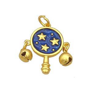 Alloy Pendant Chinese Bell Blue Enamel Duck Gold, approx 6mm, 16mm [FD12191]