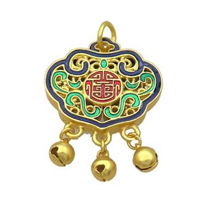 Alloy Talisman Pendant Multicolor Enamel Chinese Amulet Duck Gold, approx 6mm, 26-30mm [FD12194-S]
