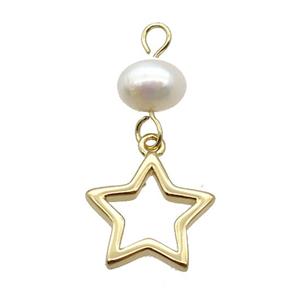 Copper Star Pendant With Pearl Gold Plated, approx 12mm, 6mm [FD12202]