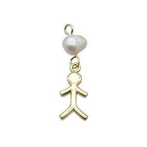 Copper Boy Kids Pendant With Pearl Gold Plated, approx 7-13mm, 6mm [FD12220]