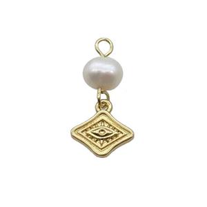 Copper Eye Pendant With Pearl Gold Plated, approx 7-10mm, 6mm [FD12234]