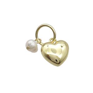 Copper Heart Pendant With Pearl Gold Plated, approx 12mm, 10mm, 6mm [FD12256]