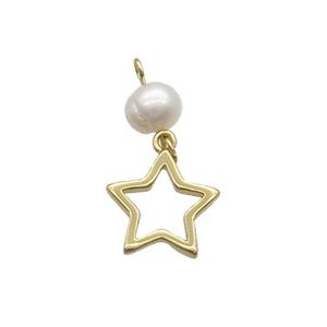 Copper Star Pendant With Pearl Gold Plated, approx 12mm, 6mm [FD12265]