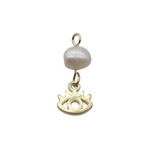 Copper Eye Pendant With Pearl Gold Plated, approx 8mm, 6mm [FD12274]