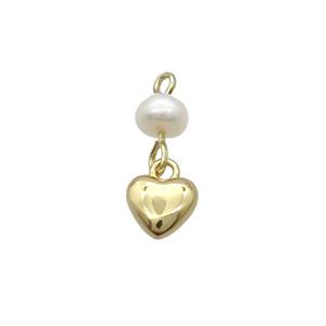 Copper Heart Pendant With Pearl Gold Plated, approx 8mm, 6mm [FD12275]