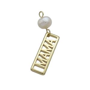 Copper MAMA Pendant With Pearl Gold Plated, approx 6-20mm, 6mm [FD12284]