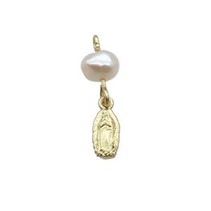 Copper Pendant With Pearl Virgin Mary Gold Plated, approx 5-8mm, 6mm [FD12303]