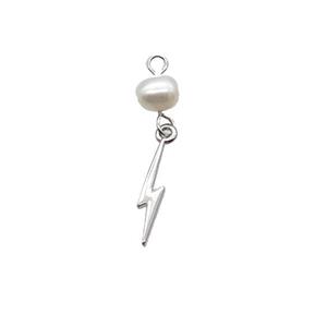 Copper Lightning Pendant With Pearl Platinum Plated, approx 3-16mm, 6mm [FD12311]