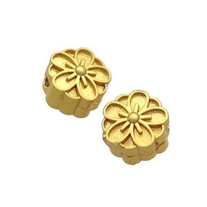 Copper Flower Beads Unfade Gold Plated, approx 10mm [FD12343]