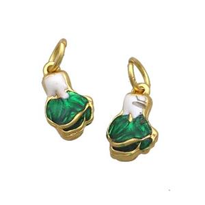 Copper Cabbage Pendant Green Enamel Unfade Gold Plated, approx 7.5-11.5mm [FD12346]