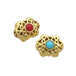 Tibetan Style Copper Beads Unfade Gold Plated, approx 9-11mm [FD12355]