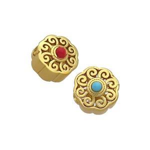 Tibetan Style Copper Beads Circle Unfade Gold Plated, approx 10mm [FD12356]
